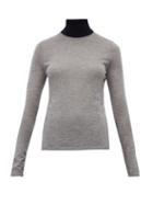 Matchesfashion.com Gabriela Hearst - Bi Costa Contrast Neck Cashmere Blend Sweater - Womens - Grey Multi