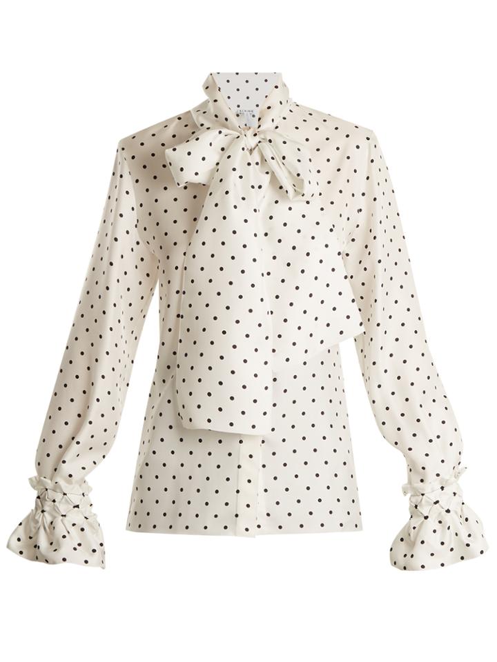 Loewe Lavallire-neck Polka-dot Print Silk Blouse