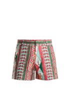 Le Sirenuse, Positano Arlechino-print Embroidered Cotton Shorts