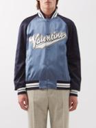Valentino - Logo-appliqu Satin Souvenir Jacket - Mens - Blue Ivory