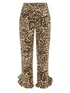 Matchesfashion.com Arizona Love - Abby Ruffled-cuff Leopard-print Trousers - Womens - Leopard