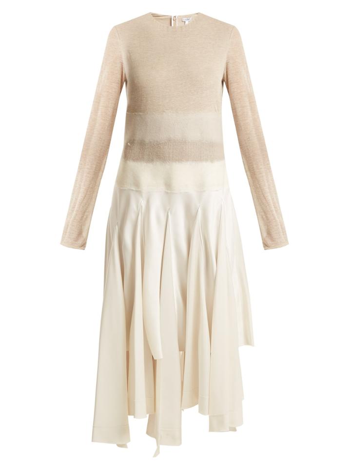 Loewe Contrast-panel Linen And Satin Dress