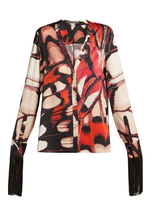 Matchesfashion.com Alexander Mcqueen - Butterfly Print Silk Blouse - Womens - Multi