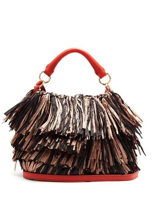 Matchesfashion.com Diane Von Furstenberg - Raffia Fringe Bucket Bag - Womens - Black Multi