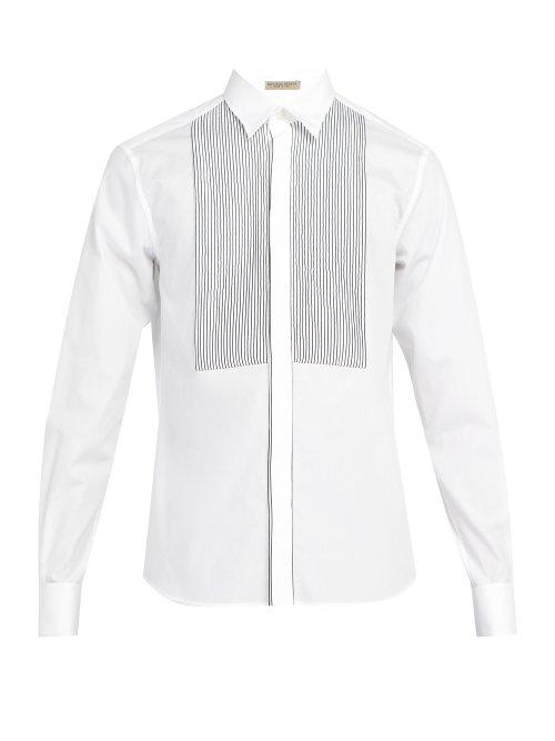 Matchesfashion.com Bottega Veneta - Striped Bib Cotton Shirt - Mens - White