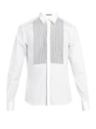 Matchesfashion.com Bottega Veneta - Striped Bib Cotton Shirt - Mens - White