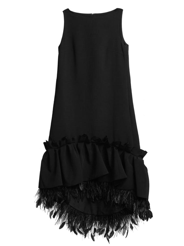 Huishan Zhang Jodie Feather-trimmed Crepe Dress