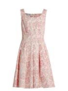 Oscar De La Renta Pleated Floral-print Cloqu Dress