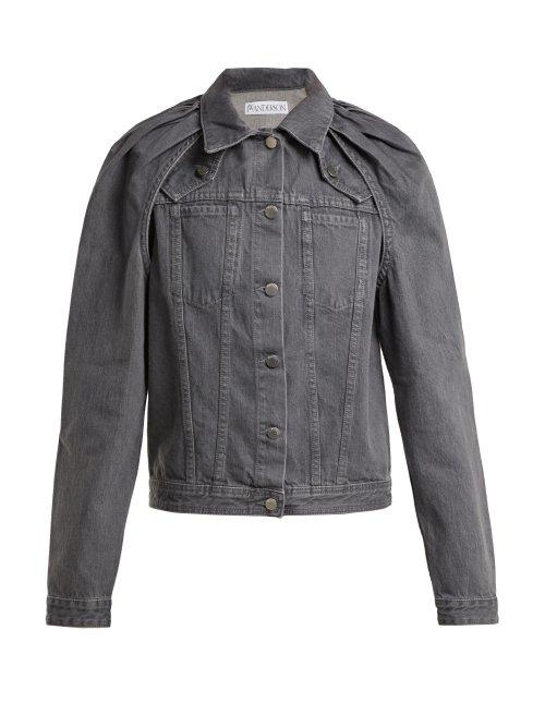 Matchesfashion.com Jw Anderson - Floating Sleeved Denim Jacket - Womens - Dark Grey