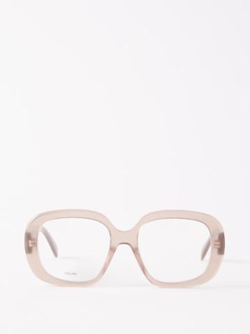 Celine Eyewear - Triomphe Oversized Round Acetate Glasses - Womens - Light Brown