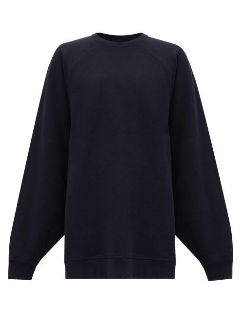 Matchesfashion.com Raey - Organic And Recycled-yarn Cotton-blend Sweatshirt - Womens - Navy