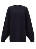 Matchesfashion.com Raey - Organic And Recycled-yarn Cotton-blend Sweatshirt - Womens - Navy