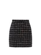 Matchesfashion.com Alessandra Rich - Checked Cotton-blend Boucl Mini Skirt - Womens - Black Blue