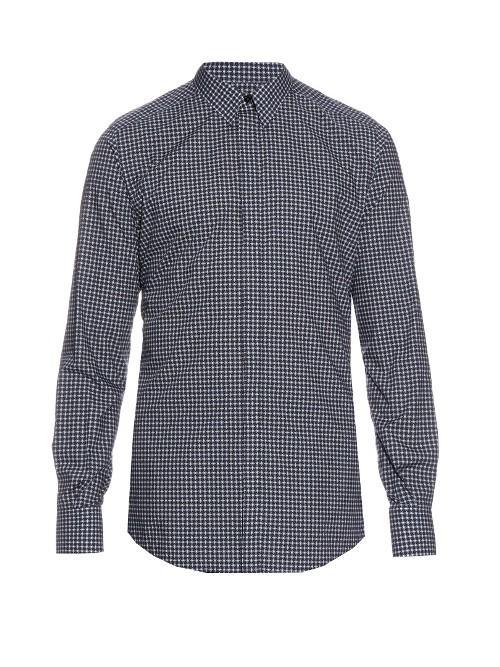 Dolce & Gabbana Gold-fit Geometric-print Cotton Shirt