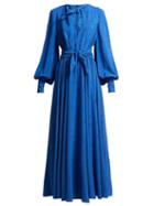 Matchesfashion.com Msgm - Star Jacquard Crepe Dress - Womens - Blue