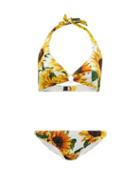 Matchesfashion.com Dolce & Gabbana - Sunflower Print Bikini - Womens - Yellow Print