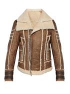 Matchesfashion.com Balmain - Leather And Shearling Biker Jacket - Mens - Tan
