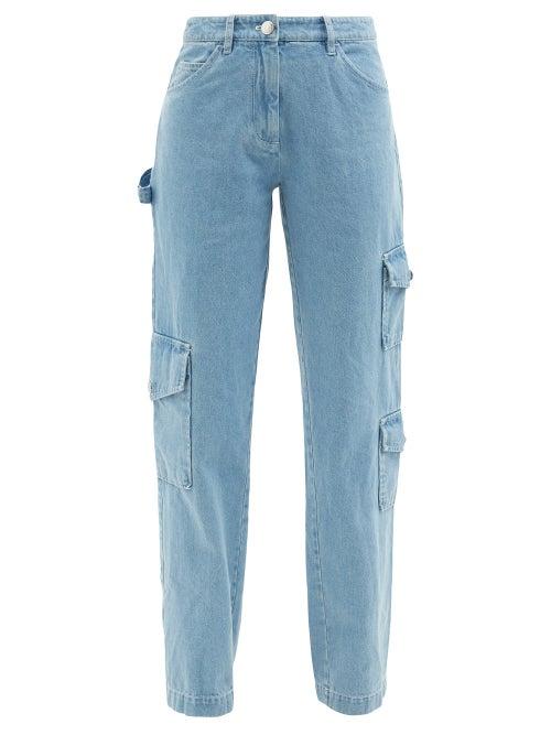 Staud - Easton Denim Cargo Trousers - Womens - Light Denim