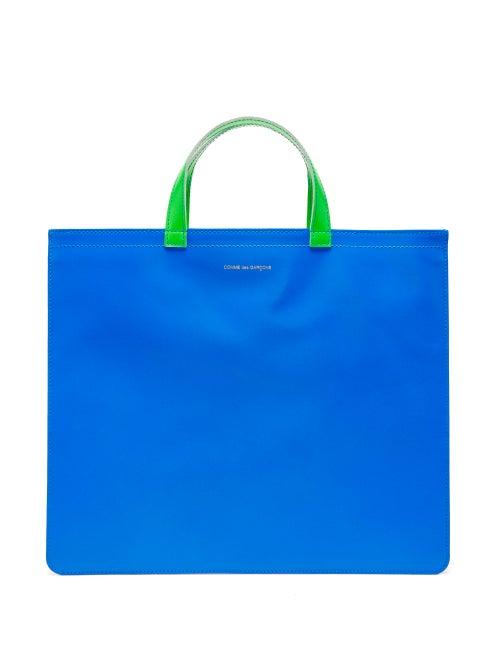 Matchesfashion.com Comme Des Garons Wallet - Fluorescent Leather Tote Bag - Mens - Blue Multi