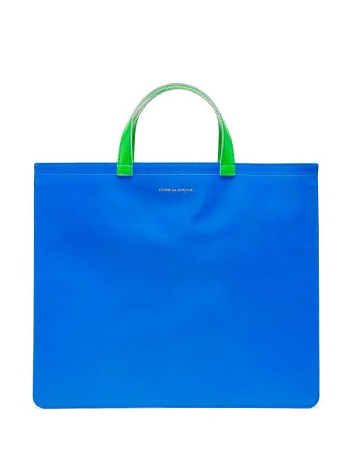 Matchesfashion.com Comme Des Garons Wallet - Fluorescent Leather Tote Bag - Mens - Blue Multi