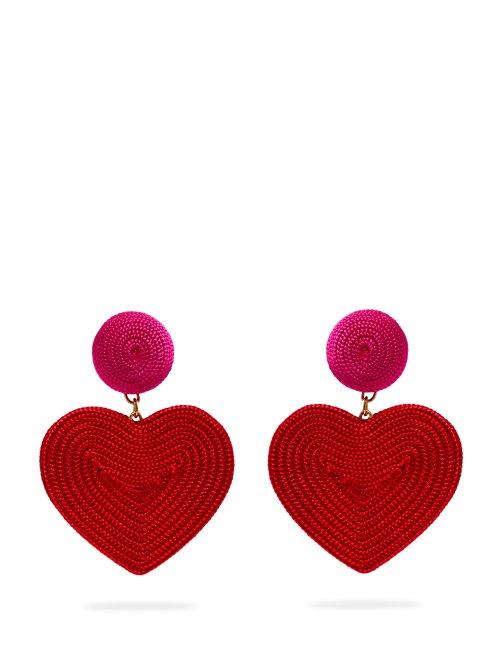 Matchesfashion.com Rebecca De Ravenel - Cora Heart Cord Earrings - Womens - Red
