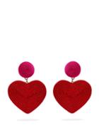 Matchesfashion.com Rebecca De Ravenel - Cora Heart Cord Earrings - Womens - Red