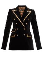 Matchesfashion.com Dolce & Gabbana - Leopard Trimmed Velvet Tailored Jacket - Womens - Black