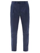 Matchesfashion.com Brioni - Saba Pleated Cotton-twill Trousers - Mens - Blue