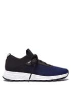 Matchesfashion.com Prada - New Match Leather Trimmed Knit Trainers - Mens - Navy Multi