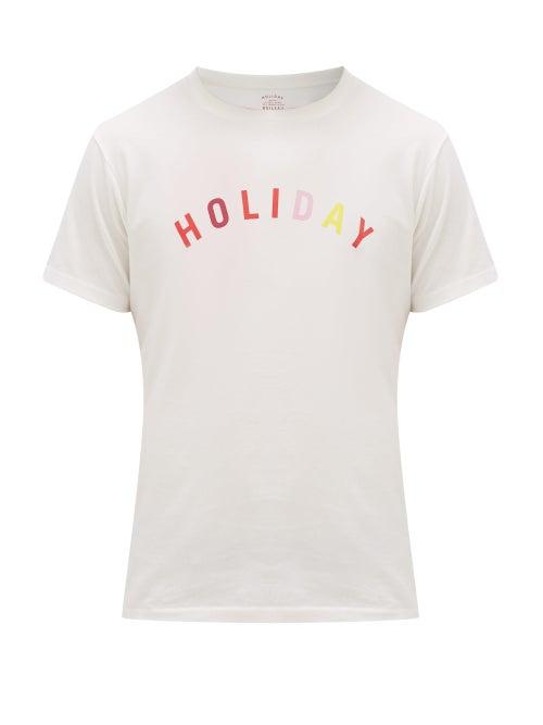 Matchesfashion.com Holiday Boileau - Logo-print Organic-cotton T-shirt - Mens - White Multi