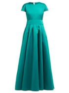 Matchesfashion.com Rochas - Short Sleeved Duchess Satin Gown - Womens - Green
