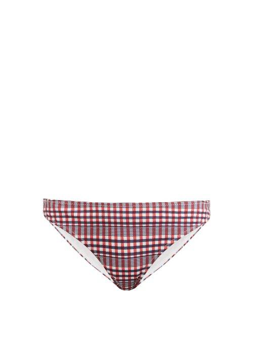 Matchesfashion.com Ganni - Mahogany Checked Bikini Briefs - Womens - Red