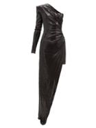 Matchesfashion.com David Koma - One-shoulder Asymmetric Sequinned Dress - Womens - Black
