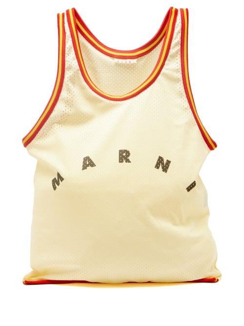 Marni - Tank Top Perforated-jersey Tote Bag - Mens - Yellow Multi