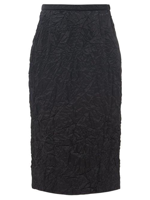 Matchesfashion.com Rochas - High-rise Satin-cloqu Pencil Skirt - Womens - Black