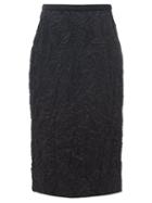 Matchesfashion.com Rochas - High-rise Satin-cloqu Pencil Skirt - Womens - Black