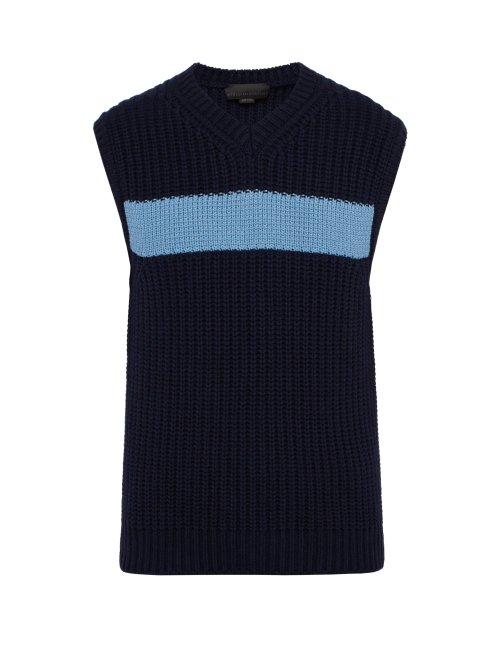 Matchesfashion.com Stella Mccartney - Sleeveless Cashmere And Wool Blend Sweater - Mens - Navy