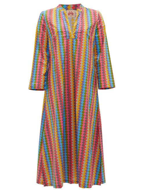 Matchesfashion.com Le Sirenuse, Positano - Giada Que Onda Abstract-print Cotton Kaftan - Womens - Pink Print