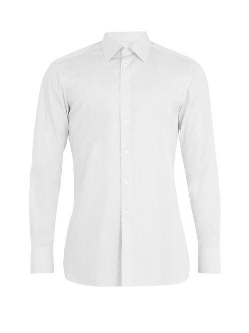 Matchesfashion.com Kilgour - Single Cuff Basket Weave Cotton Shirt - Mens - White