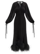 16arlington - Davies Feather-trim Georgette Dress - Womens - Black