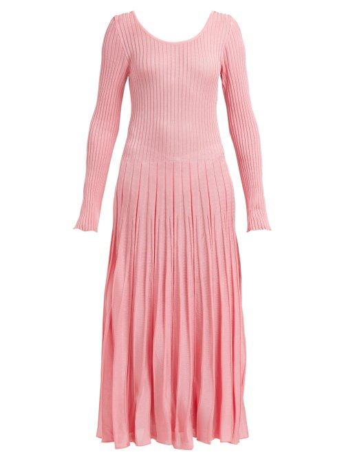 Matchesfashion.com Msgm - Ribbed Knit Stretch Jersey Dress - Womens - Pink