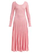 Matchesfashion.com Msgm - Ribbed Knit Stretch Jersey Dress - Womens - Pink