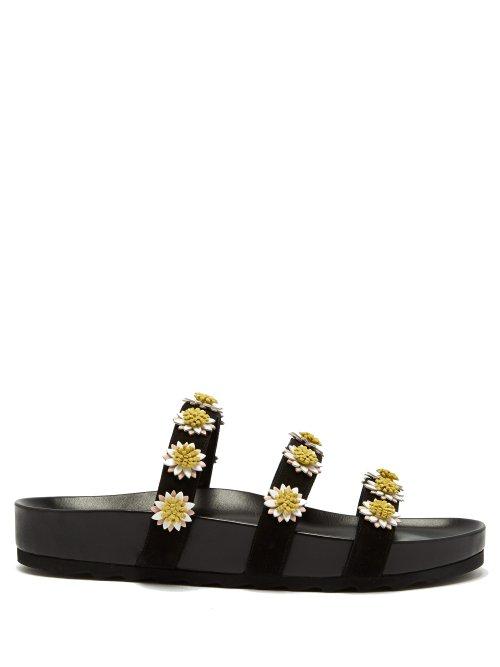 Matchesfashion.com Fabrizio Viti - Berkley Daisy Suede Slides - Womens - Black Multi