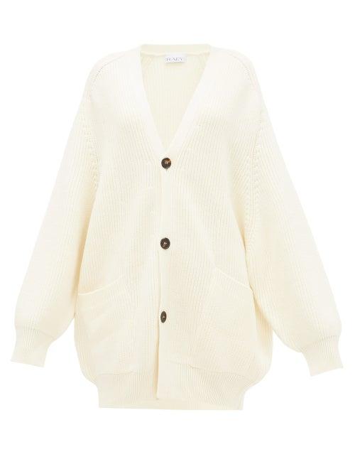 Matchesfashion.com Raey - Oversized Chunky Knit Wool Cardigan - Womens - Ivory