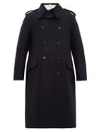 Matchesfashion.com Aldo Maria Camillo - Double Breasted Wool Military Coat - Mens - Navy