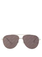 Balenciaga Eyewear - Logo-lense Aviator Metal Sunglasses - Mens - Silver