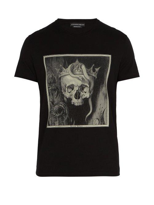 Matchesfashion.com Alexander Mcqueen - Skull Print Cotton T Shirt - Mens - Black Multi