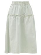 Matchesfashion.com Sea - Hildur Acid-wash Cotton Midi Skirt - Womens - Light Blue