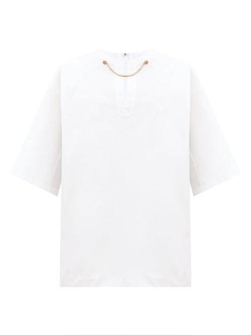 Matchesfashion.com Givenchy - Chain-embellished Cotton Shirt - Womens - White