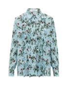 Matchesfashion.com Valentino - X Undercover Lip Floral Print Silk Crepe Blouse - Womens - Light Blue